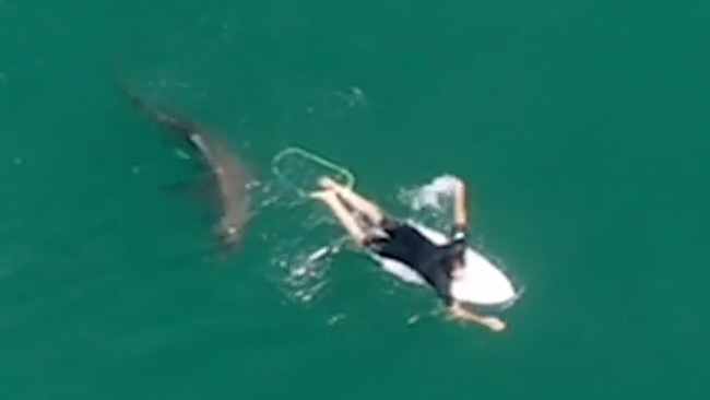 A drone has helped save this pro surfer from a potential shark attack in a terrifying Mick Fanning-like encounter at Ballina in NSW.