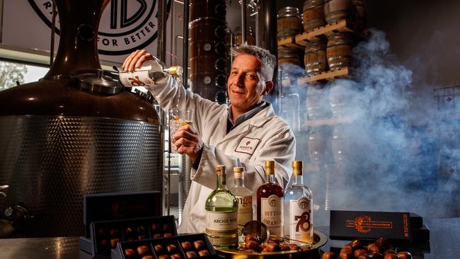 Kolly working with Adelaide Hills Distillery, Archie Rose and Melb Gin Co on their gin chocolates. Picture Matt Turner.