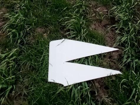 A piece of the serrated feathering off one of the Golden Plains wind turbines that was blown onto a the Coad family's farm.