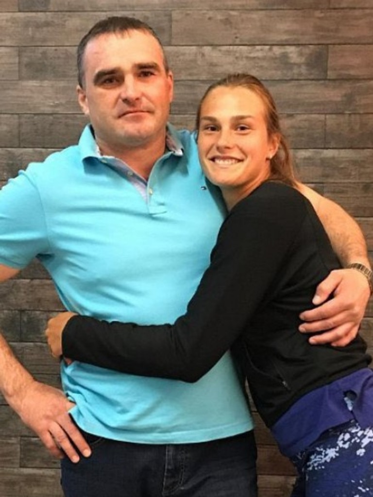 Sabalenka with her father. Photo: Twitter