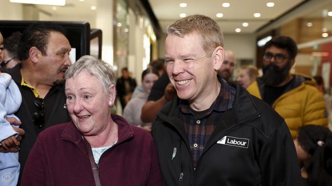 NZ Prime Minister Chris Hipkins greets shoppers during a visit to Queensgate Mall in Lower Hutt last week. Picture: Hagen Hopkins/Getty Images