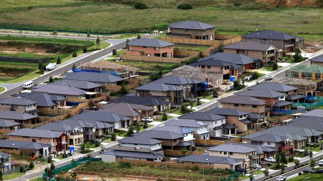 Aerial view of residential development in western Sydney, NSW.