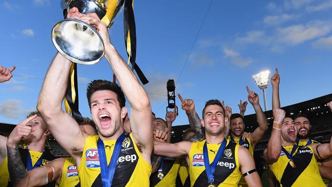 Trent Cotchin led the Tigers to the 2017 premiership. Picture: Getty Images