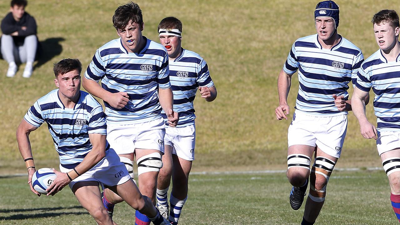 GPS2's Marshall Le Maitre with the ball during school trials. Picture: John Appleyard