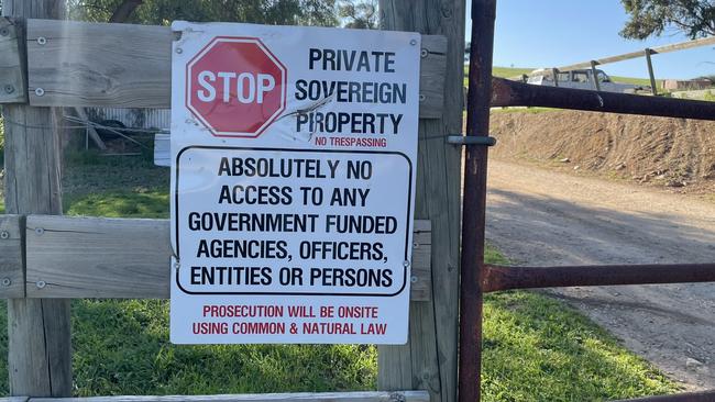 The sign at the front of the Sandy Creek property. Picture Jason Katsaras