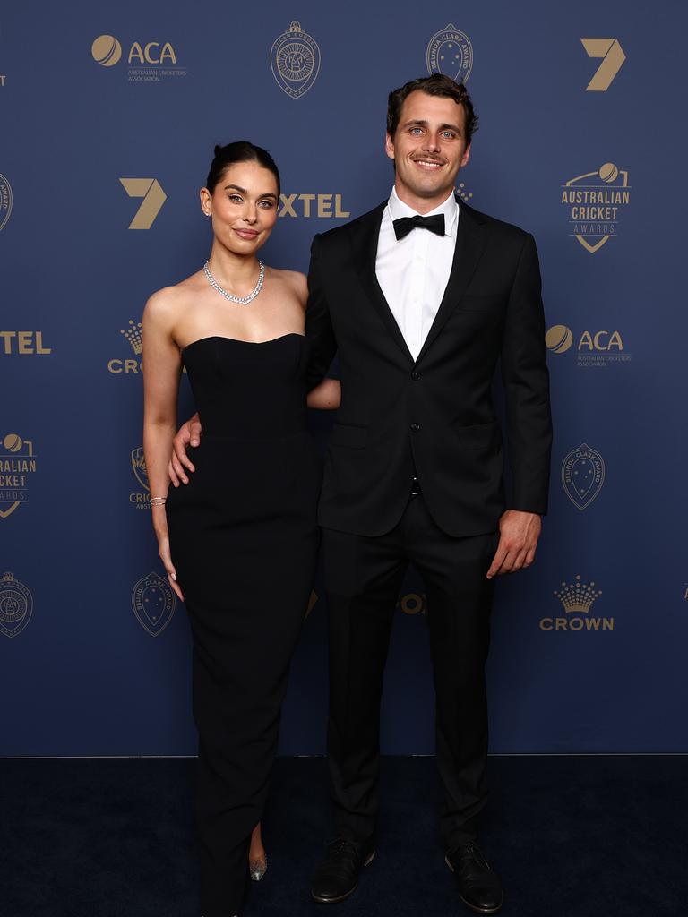 Sarah Williams and Lance Morris. Photo by Graham Denholm/Getty Images for Cricket Australia