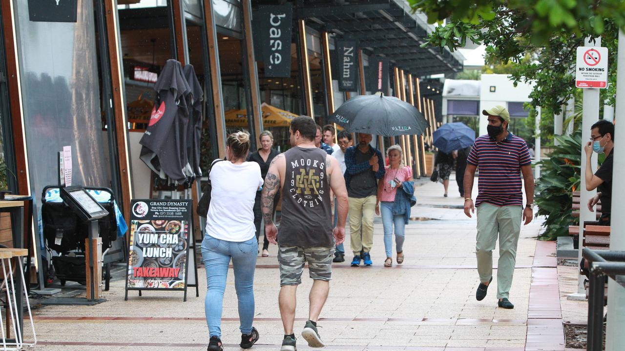 Shop keepers, visitors and Locals during Easter Sunday in the Broadbeach Mall. Pic Mike Batterham