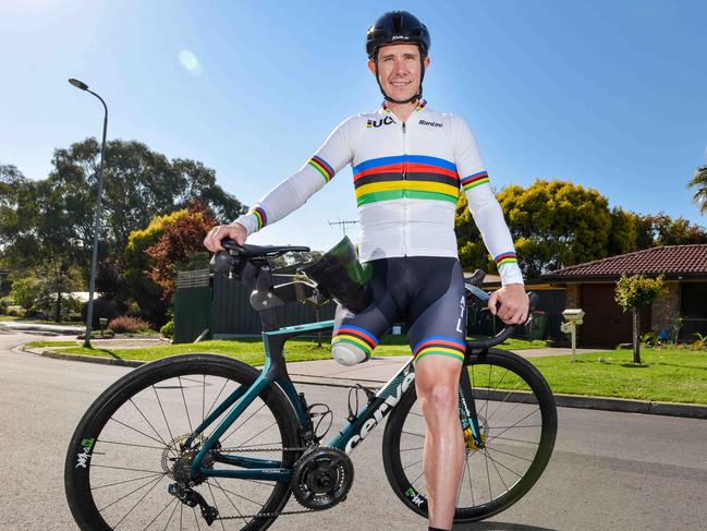 Para cyclist Darren Hicks, who recently won a world title on the road in the Netherlands, Thursday, October 3, 2019. (Pic: Brenton Edwards)