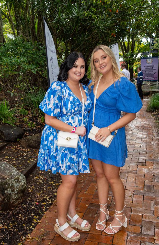 (From left) Jamie Naumann and Chloe Keding. Weetwood Raceday at Toowoomba Turf Club. Saturday, September 28, 2024. Picture: Nev Madsen.