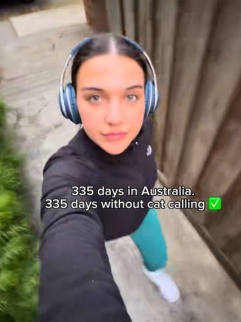 Saret Mac said the hadn’t been catcalled once while out for a run. Picture: TikTok/@saret.mac