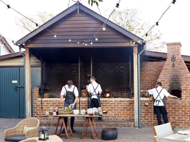 The kitchen has opened up for guests to watch the action with a central fire pit fuelled by olive tree wood from a neighbouring farm.