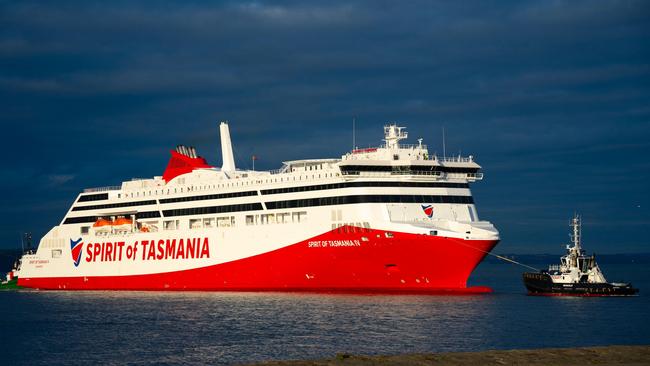 The newly built Spirit of Tasmania IV passenger ferry arrives at Port of Leith. Picture: Iain Masterton/Alamy Live News