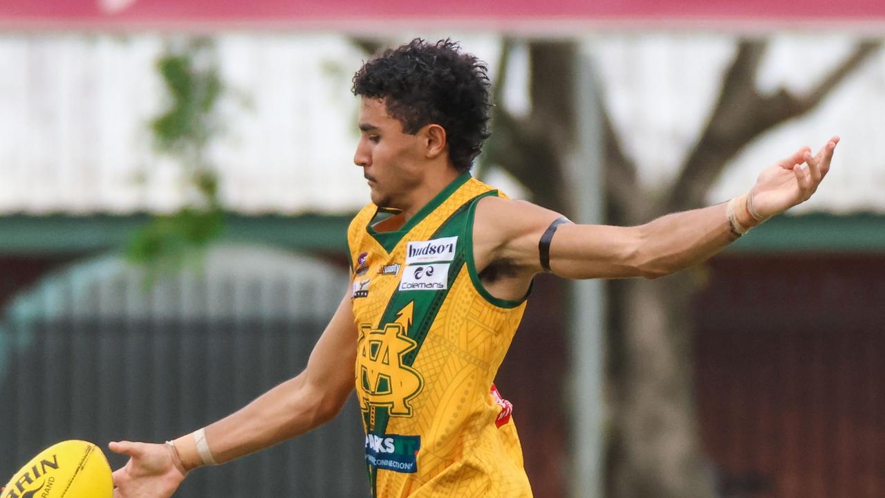 St Mary's young gun Xavier Vallejo was named the Rising Star nominee against Darwin Buffaloes in Round 13 of the 2022-23 NTFL season. Picture: Celina Whan / AFLNT Media