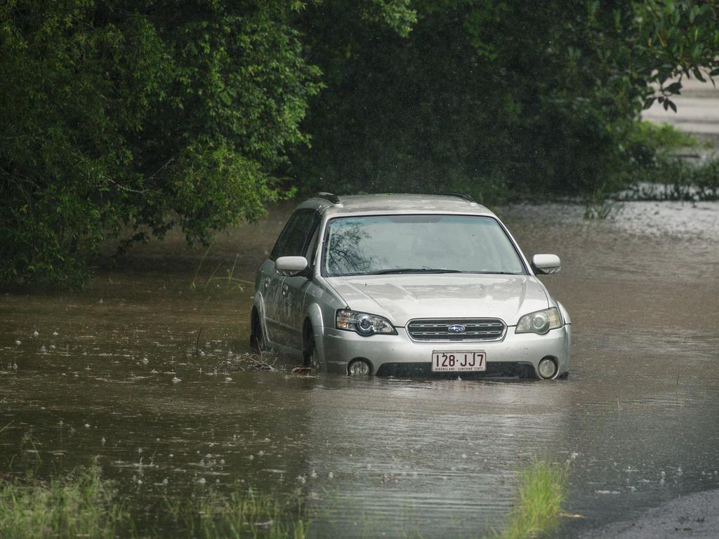 Flood waters on the Wilson River at Lismore after TC Alfred crossed the Queensland coast and was downgraded to a tropical low with heavy rain expected. Picture: Glenn Campbell