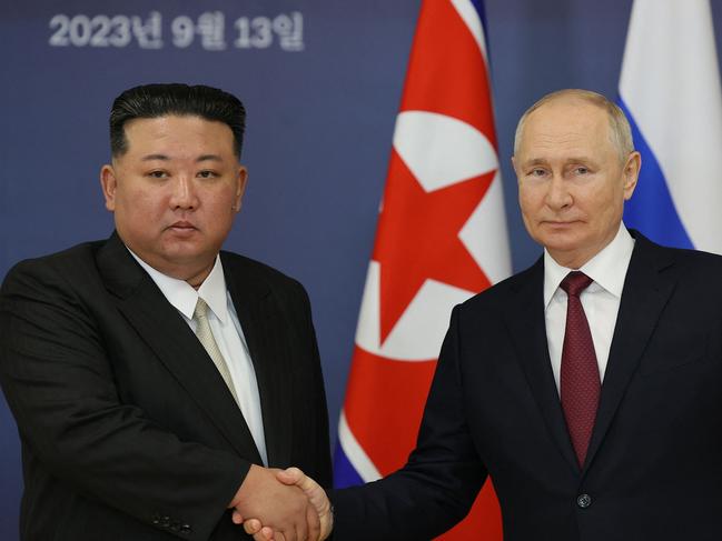 Vladimir Putin and Kim Jong-un have met for talks in Russia. Picture: AFP