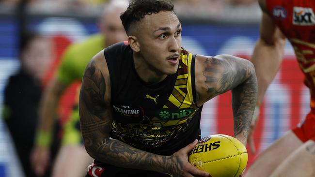 NCA. MELBOURNE, AUSTRALIA. August 24,   2024. AFL Round 24. Richmond vs Gold Coast Suns at the MCG.  Richmonds Shai Bolton     . Pic: Michael Klein