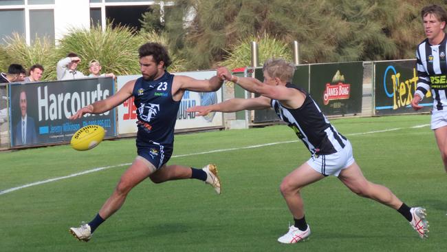 Launceston co-captain Brodie Palfreyman gets a kick away during Saturday's win over Glenorchy at Windsor Park. Picture: Jon Tuxworth