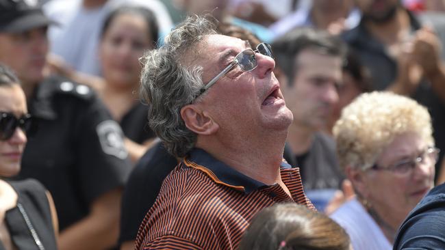 Horacio Sala at a vigil in Argentina for his son Emiliano. Picture: Getty Images 