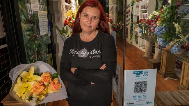 Florist Karina Wightman will lose business at her Port Melbourne store. Picture: Tony Gough