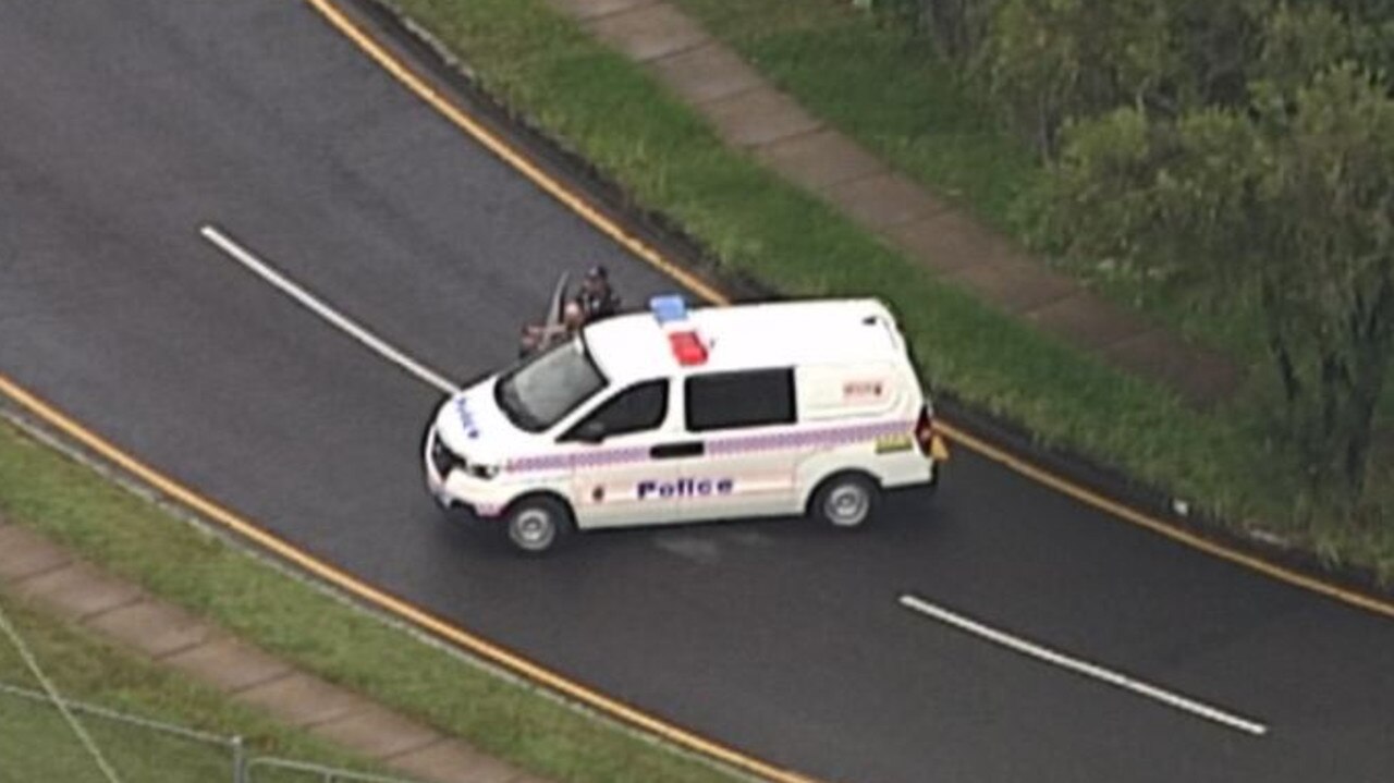 Police have closed off roads around a home at Sunnybank, where a man is believed to be holding a young child hostage inside a home. Picture: 7NewsBrisbane