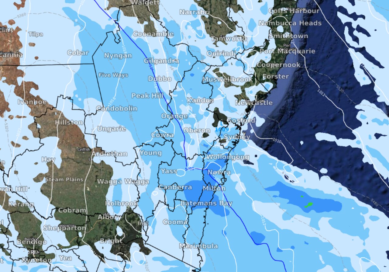 Parts of NSW and Victoria will be hit with heavy showers and plunging temperatures as a cold front sets in. Picture: Weatherzone