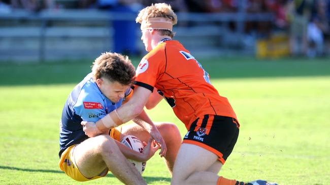 Norths 7 Jalen Afamasaga Unnder 18 Mal Meninga Cup rugby league match between Brisbane Tigers and Norths. Saturday March 13, 2021. Picture, John Gass