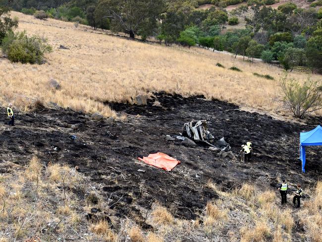 The smash sparked a grassfire. Picture: Nicole Garmston