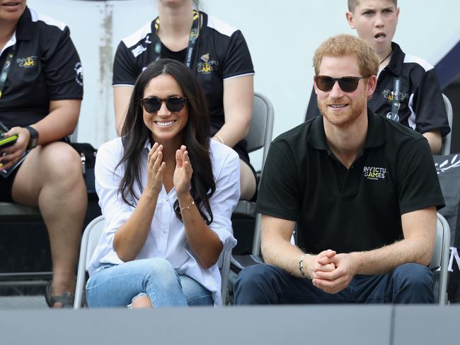 Prince Harry and Meghan Markle attend a Wheelchair Tennis match during the Invictus Games. Picture: Getty