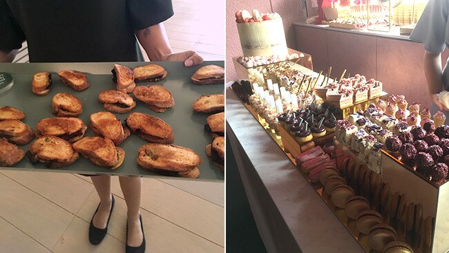 Some of the culinary delights in the Birdcage at the James Boag marquee (left) and the Lexus marquee.