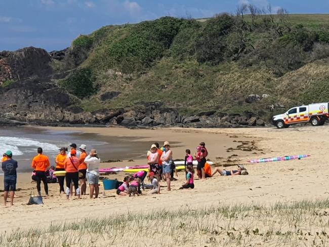 A man was pulled from the water unconscious at the southern end of Sawtell Beach on September 28. Picture: Frank Redward.