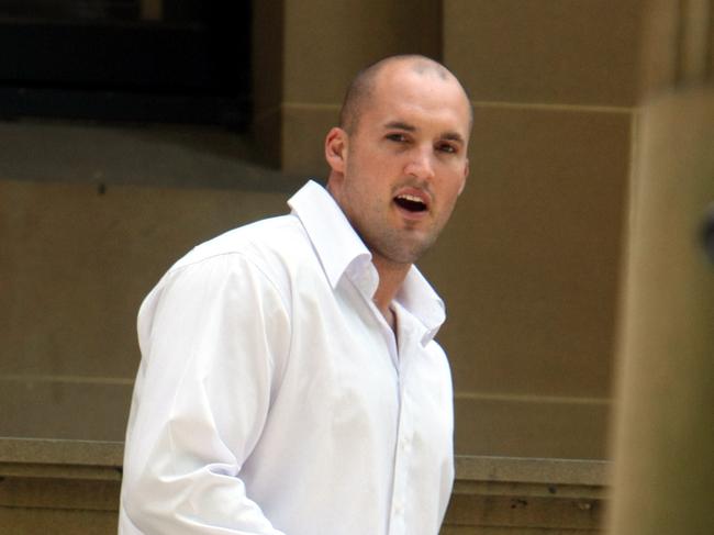 Cheyne Geoffrey Wilkinson, senior member of Maroubra-based sufers group the Bra Boys, leaving Central Local Court in Sydney after being released on bail, where he faced charges of stabbing a man at Kings Cross on 02/11/2008.