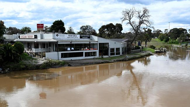 A tavern lies damaged by floods in the Melbourne suburb of Maribyrnong on October 15, 2022. Picture: William West