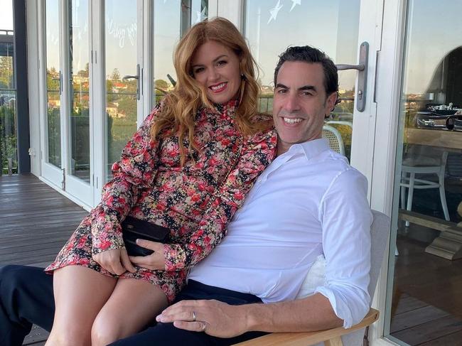 Sacha Baron Cohen and Isla Fisher. Picture: instagram https://www.instagram.com/p/CK1NwHKgnQh/