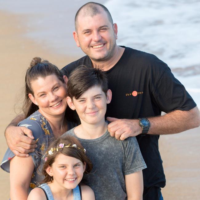 Sol Fagan with his soulmate Hayley Schoon (left) and their two kids Sojah, 12 and Sophia, 10.