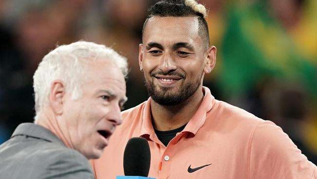 Nick Kyrgios and John McEnroe earlier this week. Picture: AAP Image/Dave Hunt