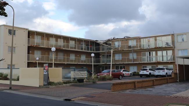 The outside view of the Glenelg North apartment complex. Picture: Russell Millard/AAP