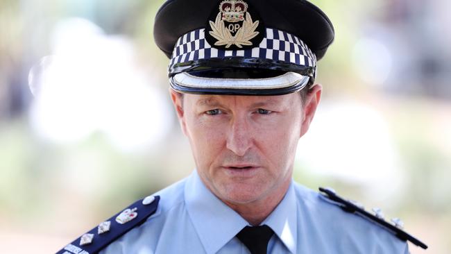 Mark Wheeler at the Queensland border checkpoint. Picture: NIGEL HALLETT