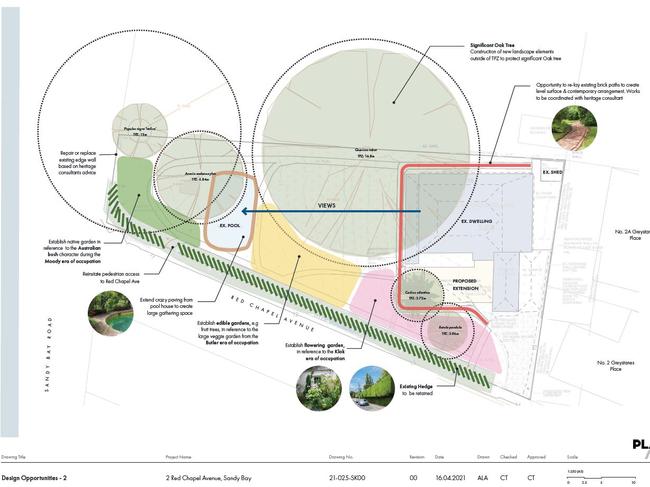 The current landscape drawing for 2 Red Chapel Ave, Sandy Bay. Source: SUPPLIED.