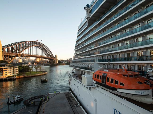 12th November 2022. The Sunday Telegraph. News.The Rocks, Sydney, NSW, Australia.Pics by Julian Andrews.Generic pictures as the Princess Cruises ship ÃMajestic PrincessÃ docks at the overseas passenger terminal in Sydney with 800+ COVID positive passengers onboard.