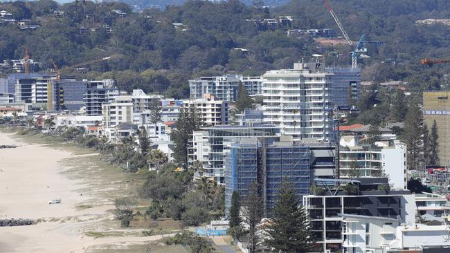 Palm Beach development is progressing at a rapid rate, as cranes and high-rise towers hug the coastline. Picture: Glenn Hampson