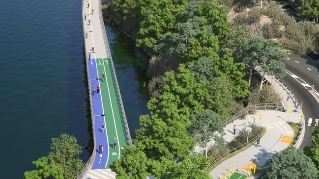 An artist’s impression of the Indooroopilly Riverwalk and Bikeway.