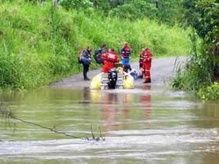 LUCKY ESCAPE: Fourteen tourists were rescued from the Cedar Creek water crossing this morning. Picture: Contributed