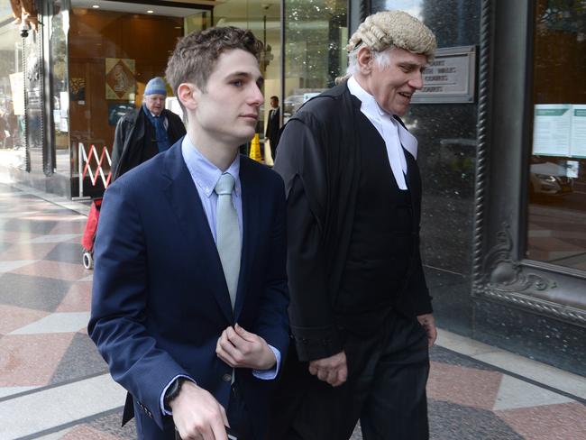 Matthew Goldman at Downing Centre Court with his barrister Anthony Bellanto QC. Picture: NCA NewsWire/Jeremy Piper