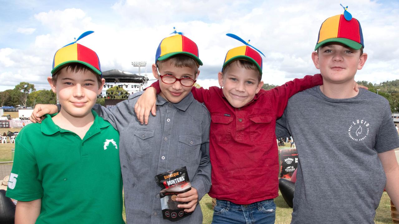 Cousins from Blackall, from left; Liam Dehennin, Tyler Harvey, Jordan Harvey and Lincoln Birse. Meatstock - Music, Barbecue and Camping Festival at Toowoomba Showgrounds.Friday March 8, 2024 Picture: Bev Lacey