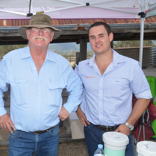 Anthony Feez and Sam Doust (right) at the QLD Graziers open day at the Mt Brisbane property Mt Byron.