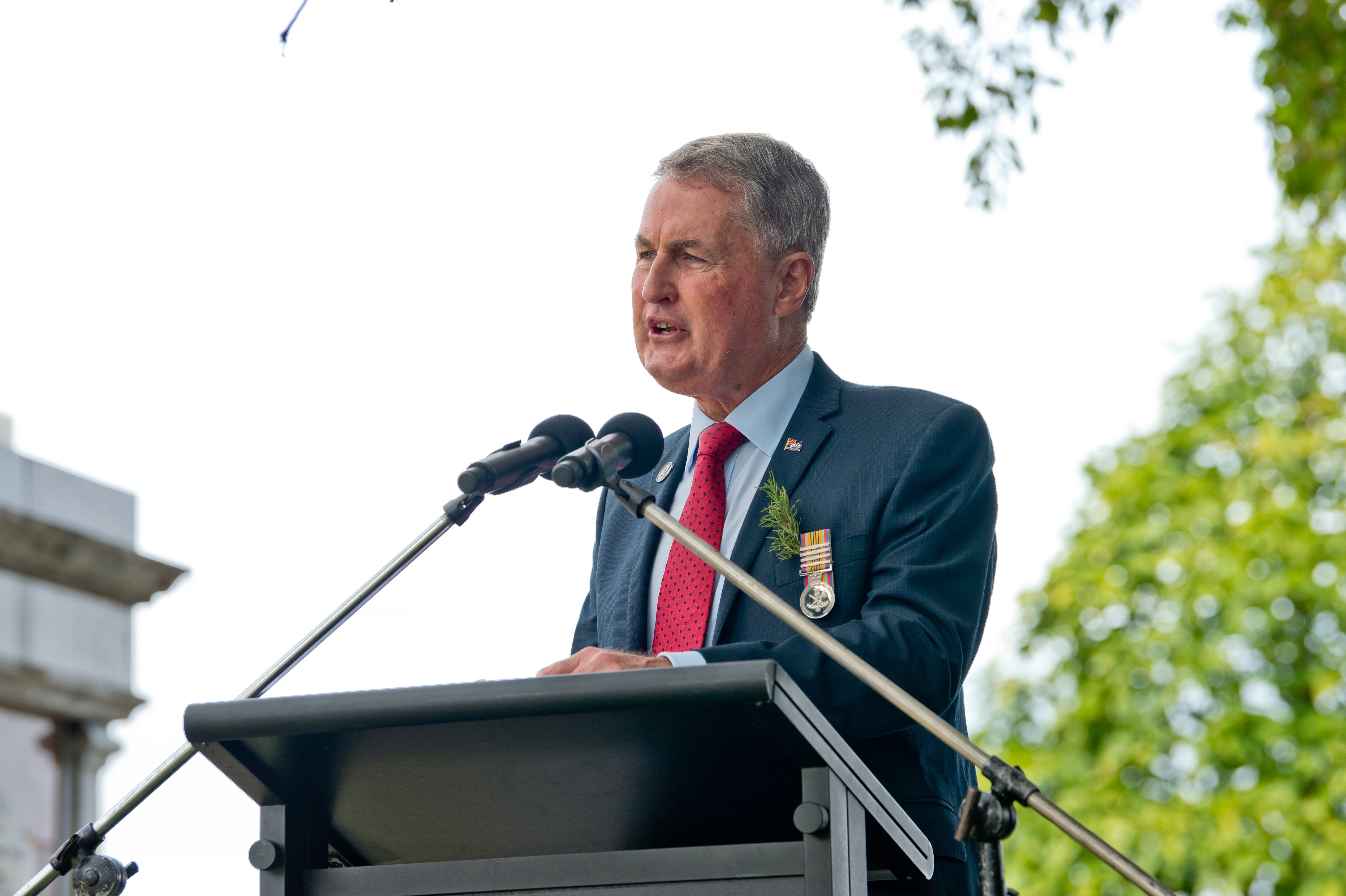 Mackay Regional Council mayor Greg Williamson at the Anzac Day service at Jubilee Park in 2019.