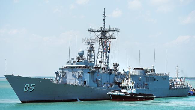 HMAS Melbourne pulls in alongside after exercises this year. Picture: Patrina Malone