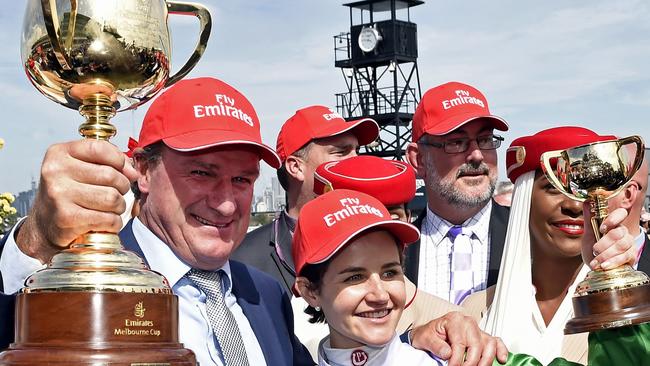 Darren Weir after winning the 2015 Melbourne Cup with Prince Of Penzance.