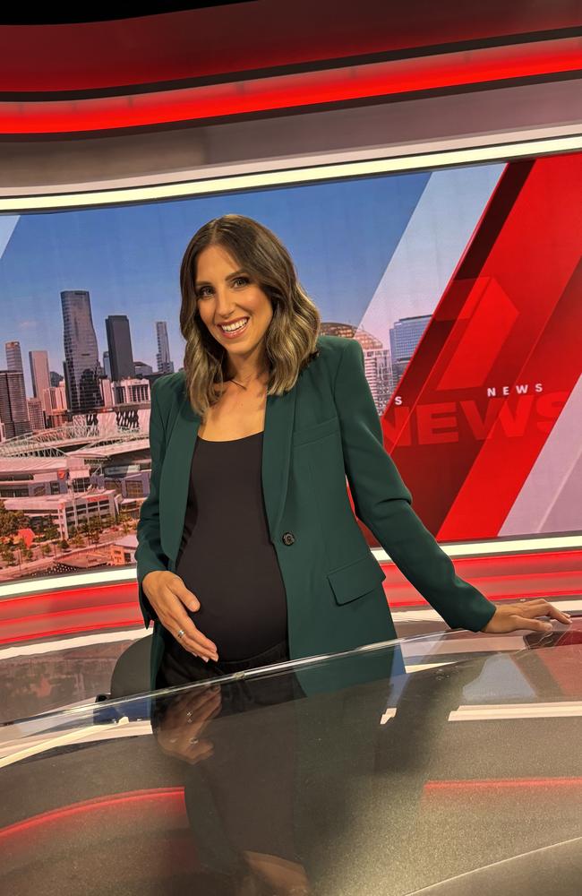 Melina Sarris shows off her baby bump.