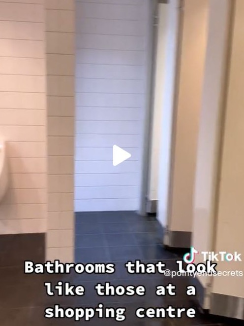 He described the bathrooms as “like a shopping centre”. Picture: TikTok